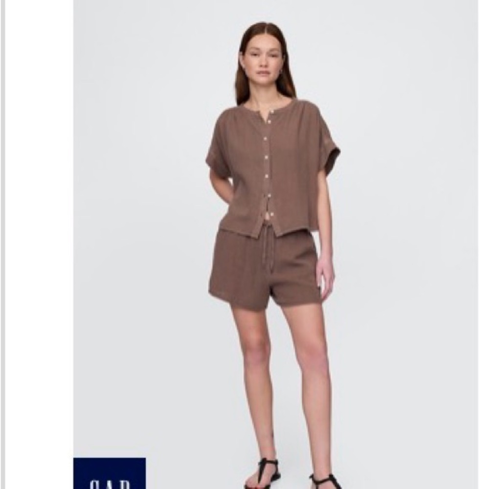 Brown GAP cotton gauze easy shorts